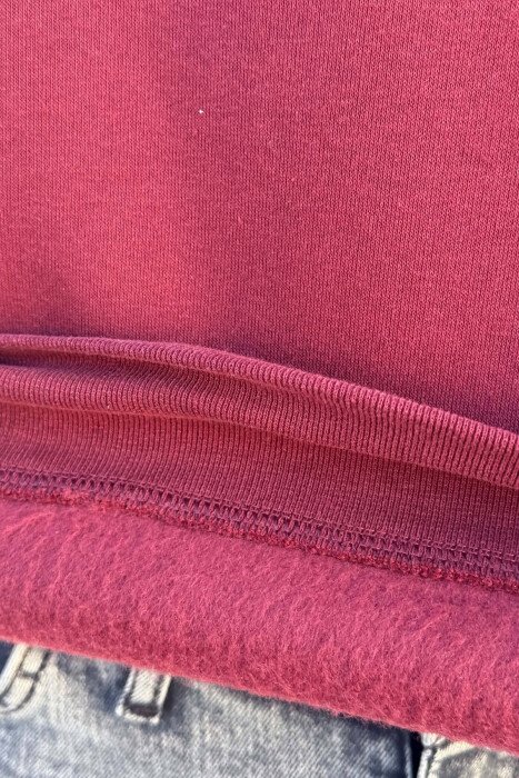 ONE COLOR FLUFFY MEN SWEATSHIRT BURGUNDY/VISHNJE - 4