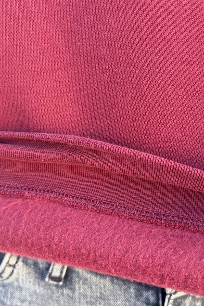 ONE COLOR FLUFFY MEN SWEATSHIRT BURGUNDY/VISHNJE - 4