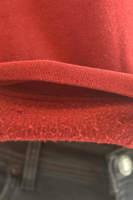 ONE COLOR FLUFFY MEN SWEATSHIRT BURGUNDY/VISHNJE - 2