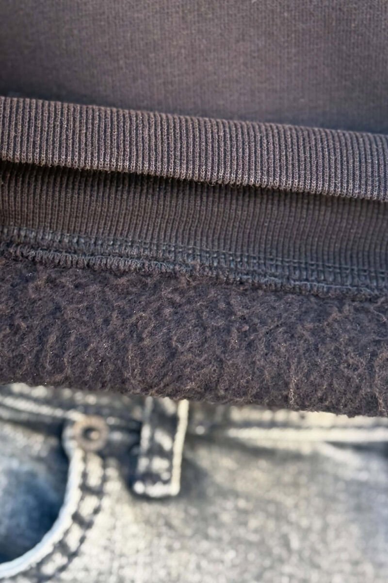 ONE COLOR FLUFFY MEN SWEATSHIRT DARK BROWN/KAE - 4