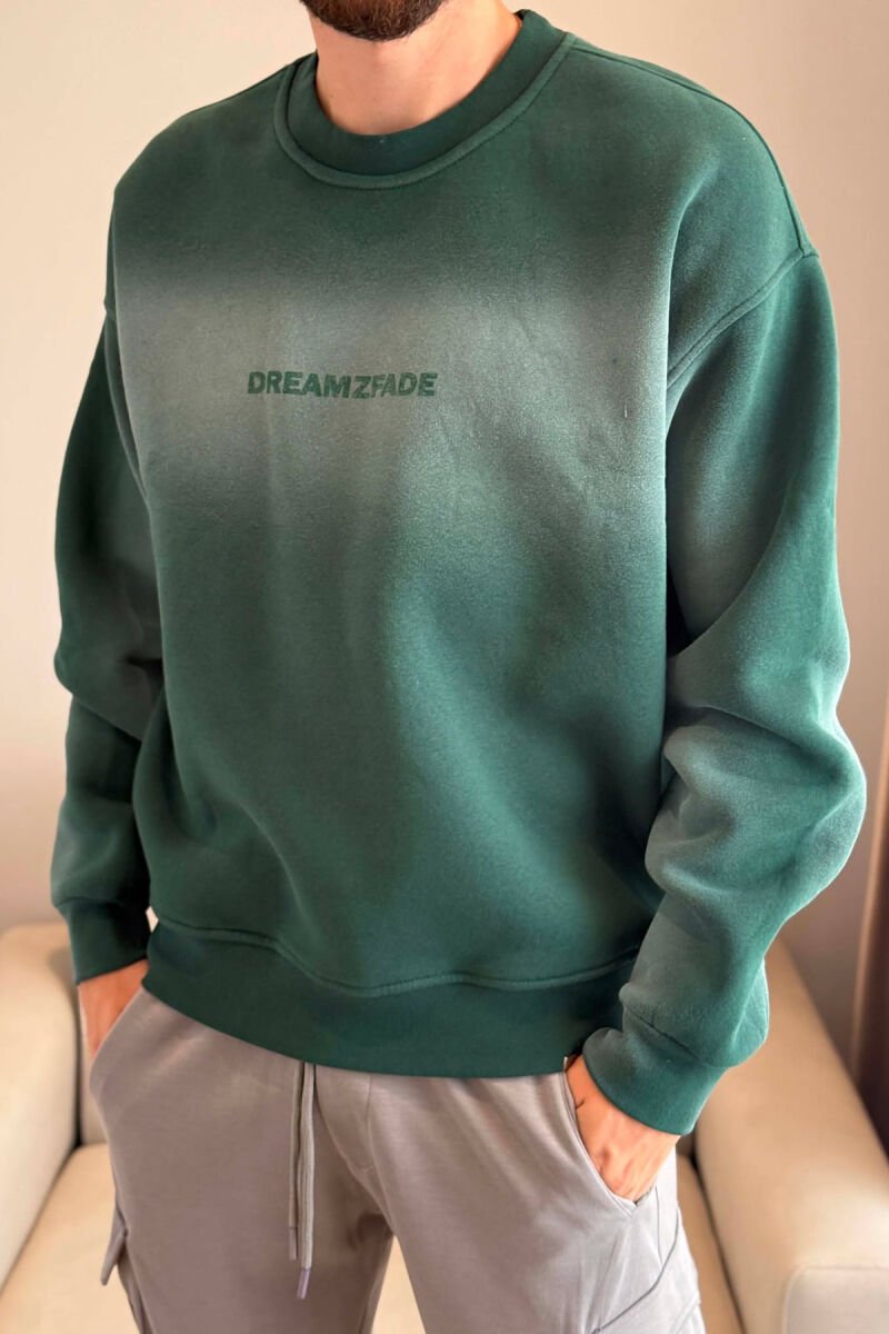 ONE COLOR FLUFFY MEN SWEATSHIRT GREEN/JESHILE - 2