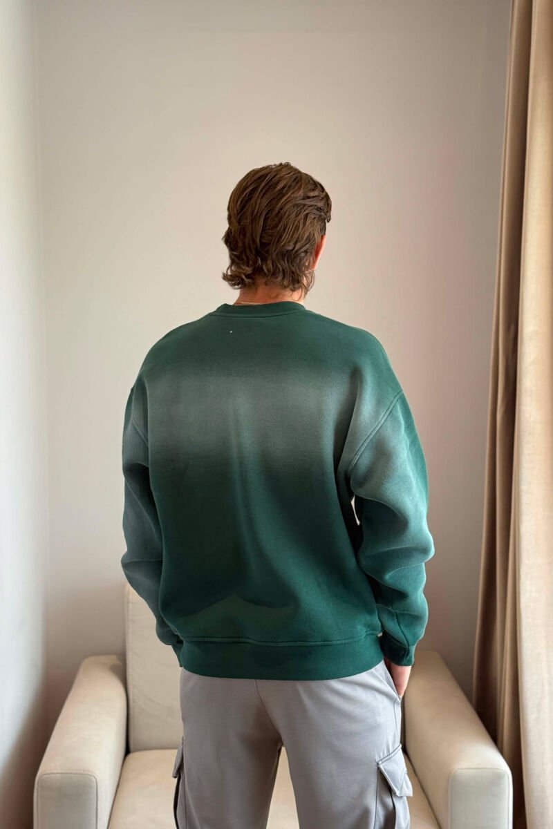 ONE COLOR FLUFFY MEN SWEATSHIRT GREEN/JESHILE - 4