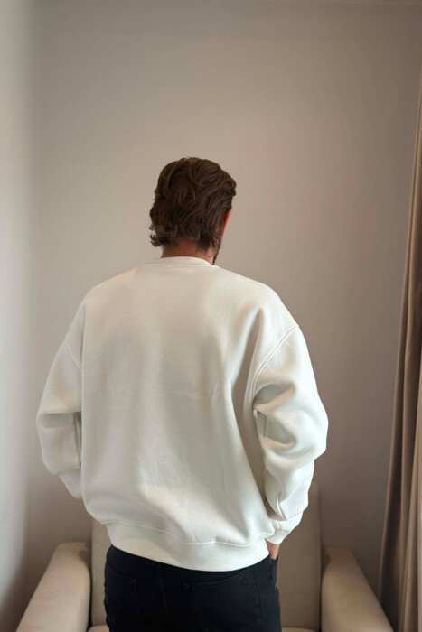 ONE COLOR FLUFFY MEN SWEATSHIRT WHITE-E BARDHE - 5