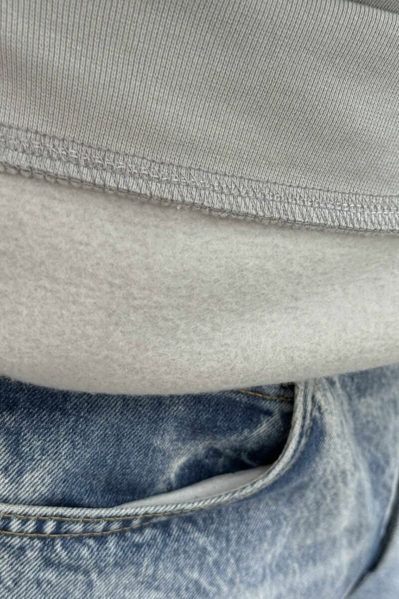 ONE COLOR FLUFFY ROUND NECK MEN SWEATSHIRT GREY/GRI - 3