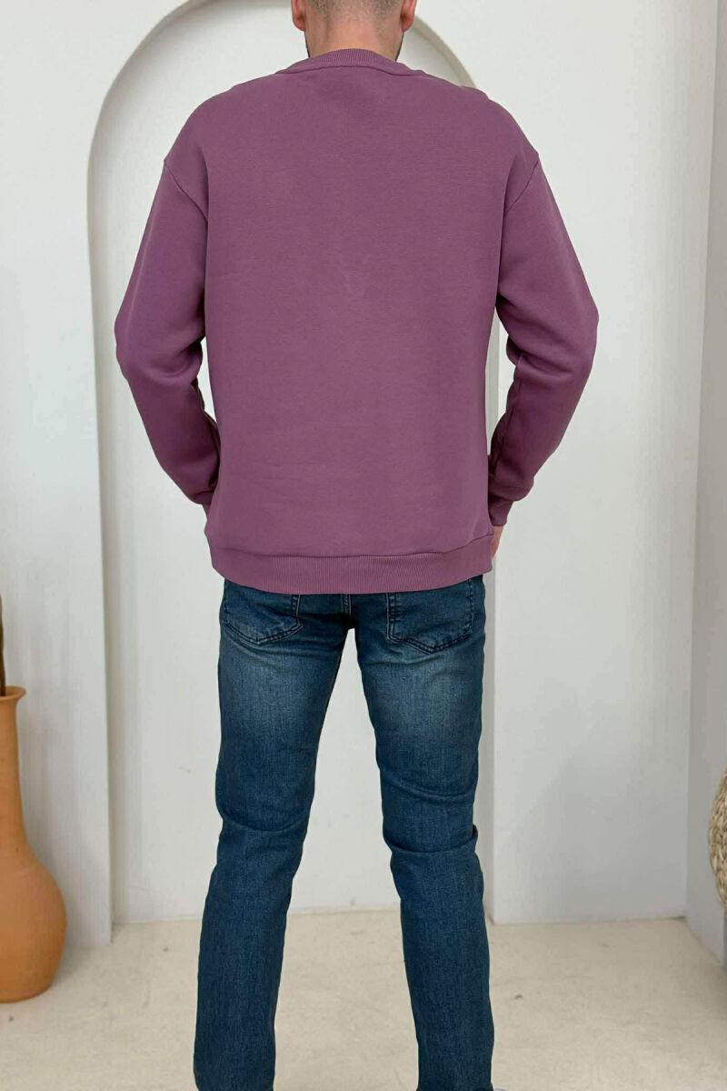 ONE COLOR FLUFFY SIMPLE MEN SWEATSHIRT PURPLE/LEJLA - 4