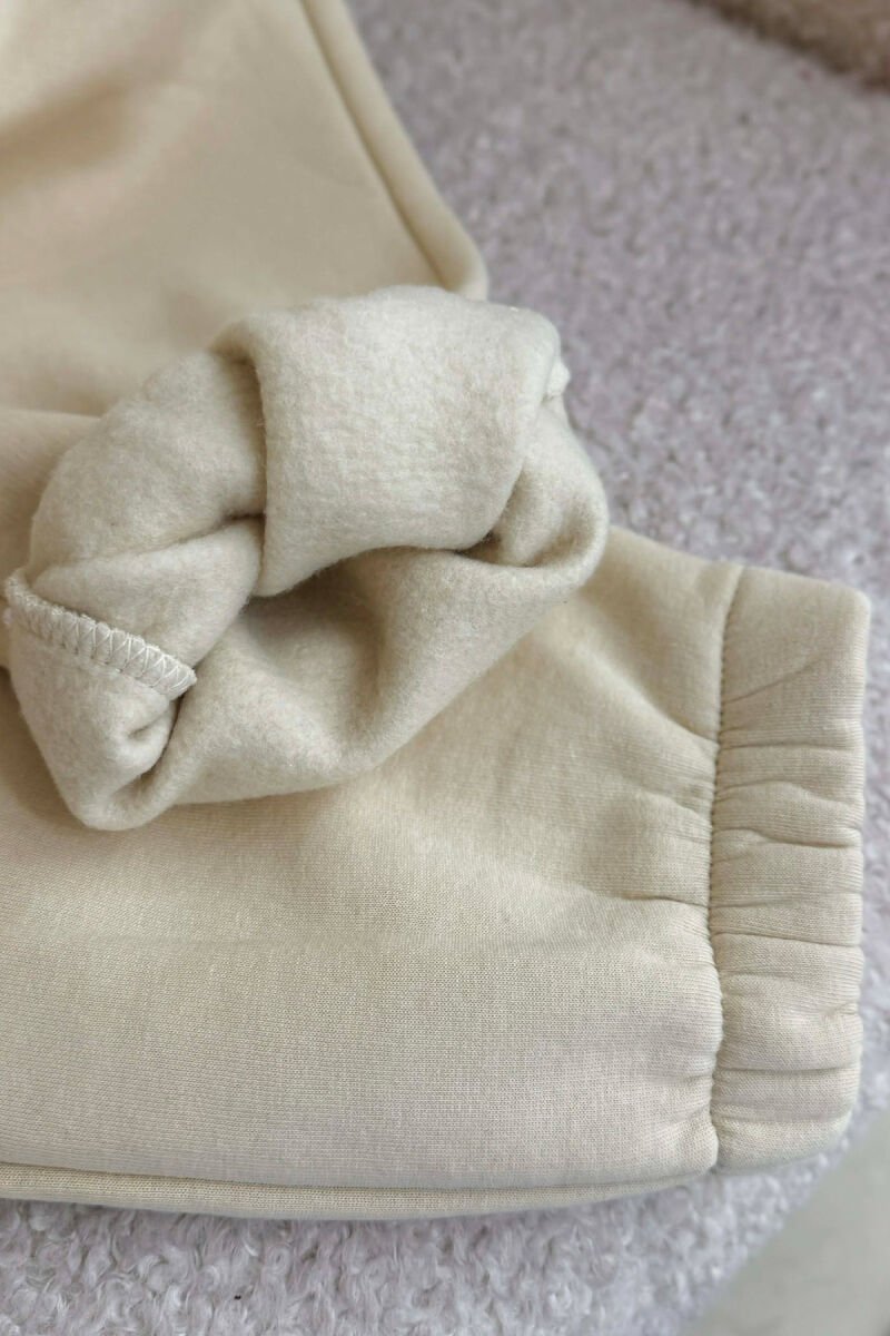 ONE COLOR FLUFFY SIMPLE WOMEN JOGGERS BEIGE/BEZHE - 5