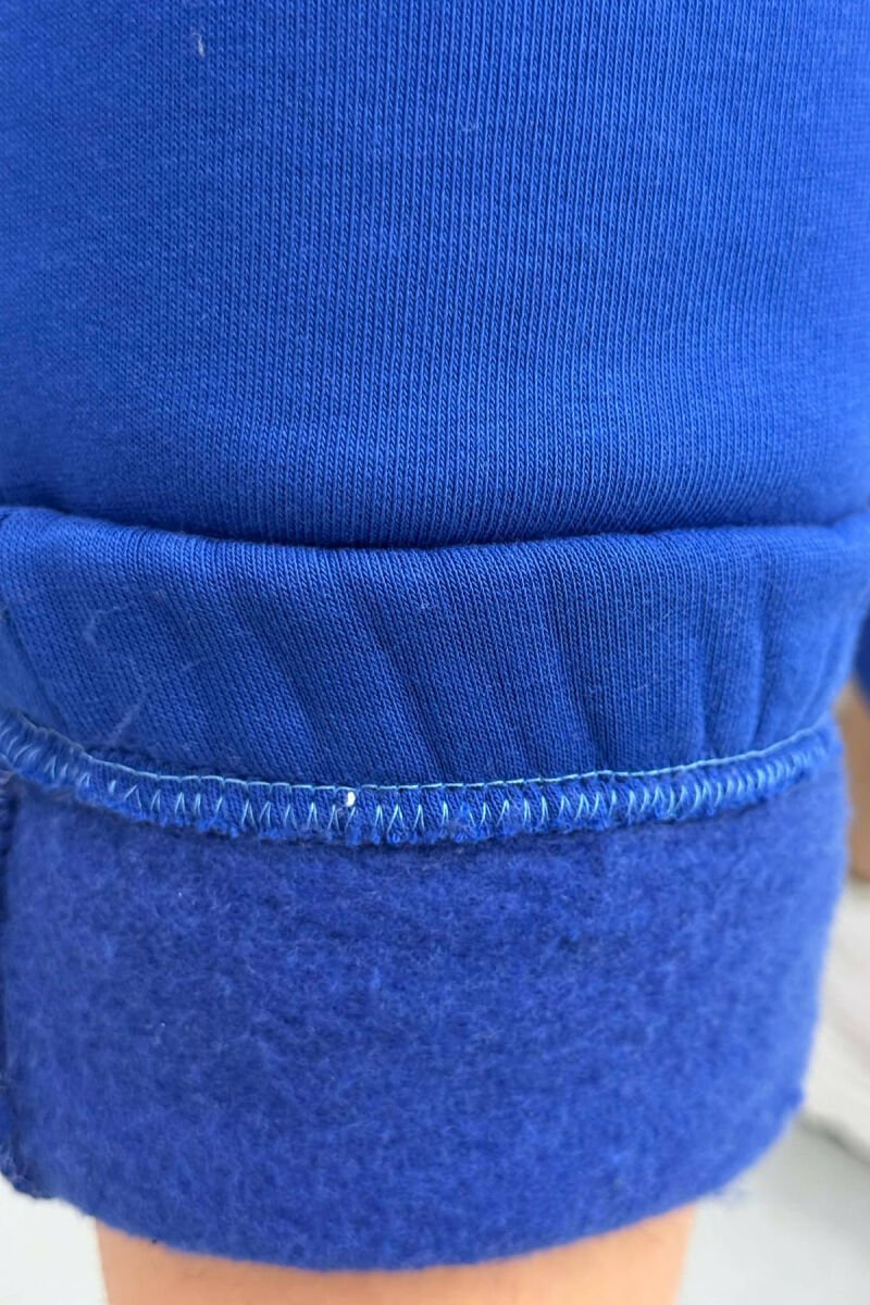 ONE COLOR FLUFFY SIMPLE WOMEN SWEATPANTS BLUE/BLU - 5