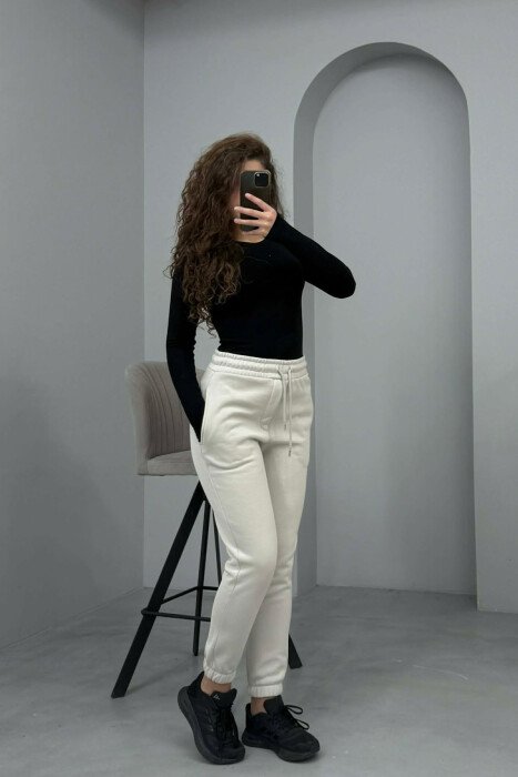 ONE COLOR FLUFFY SIMPLE WOMEN SWEATPANTS BRIGHT GREY/GRI E SHNDRITSHME 