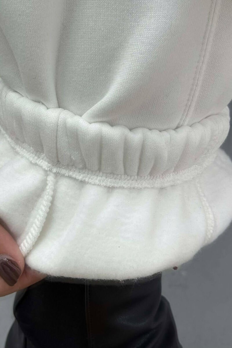 ONE COLOR FLUFFY SIMPLE WOMEN JOGGERS WHITE-E BARDHE - 5