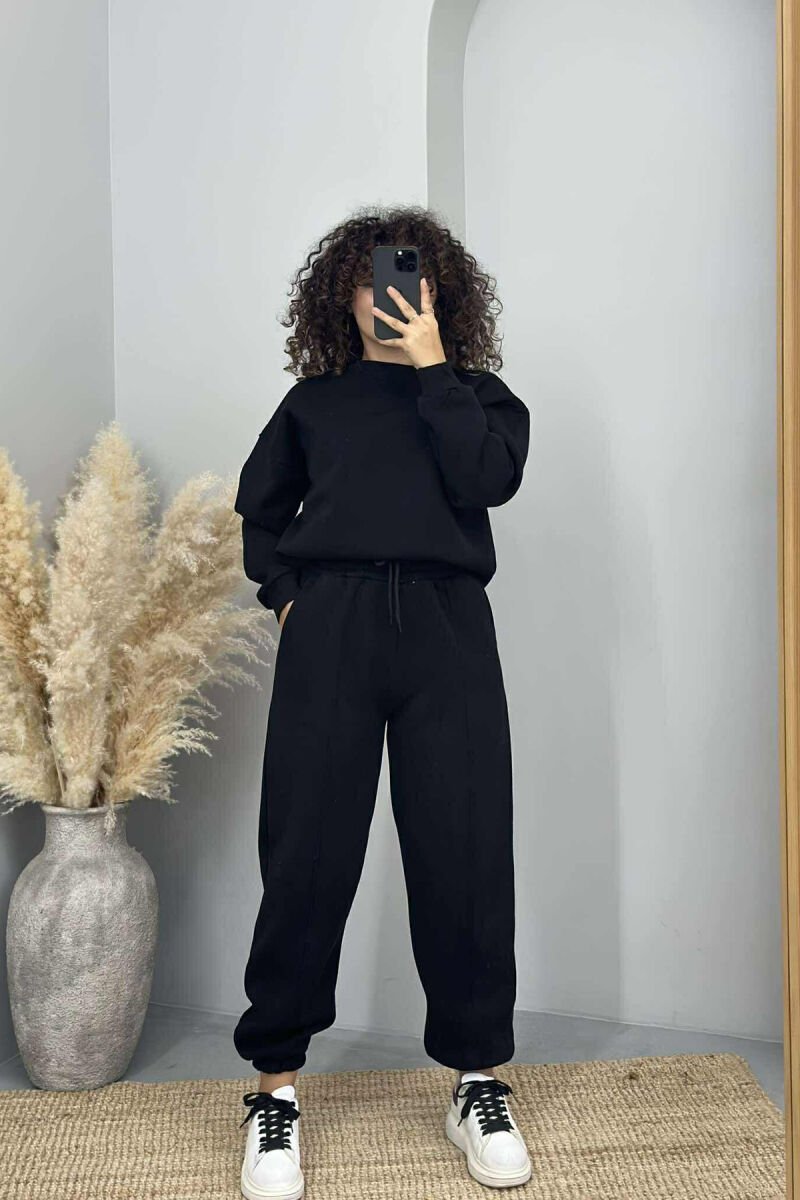 ONE COLOR FLUFFY SIMPLE WOMEN SET BLACK/ E ZEZE - 1