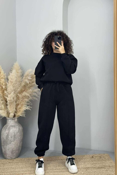 ONE COLOR FLUFFY SIMPLE WOMEN SET BLACK/ E ZEZE 