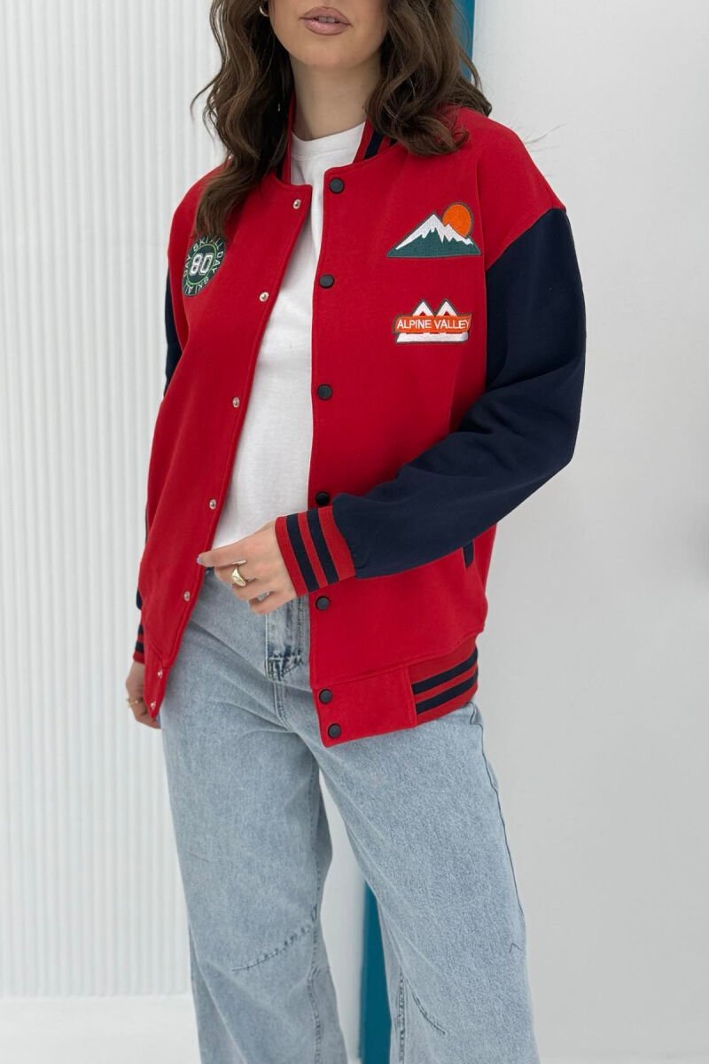 ONE COLOR FLUFFY SMALL LOGOS WOMEN JACKET RED/E KUQE - 2