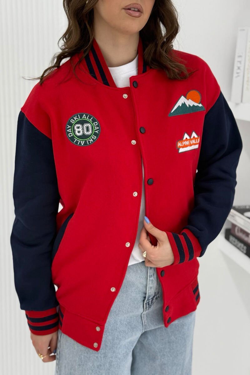 ONE COLOR FLUFFY SMALL LOGOS WOMEN JACKET RED/E KUQE - 3