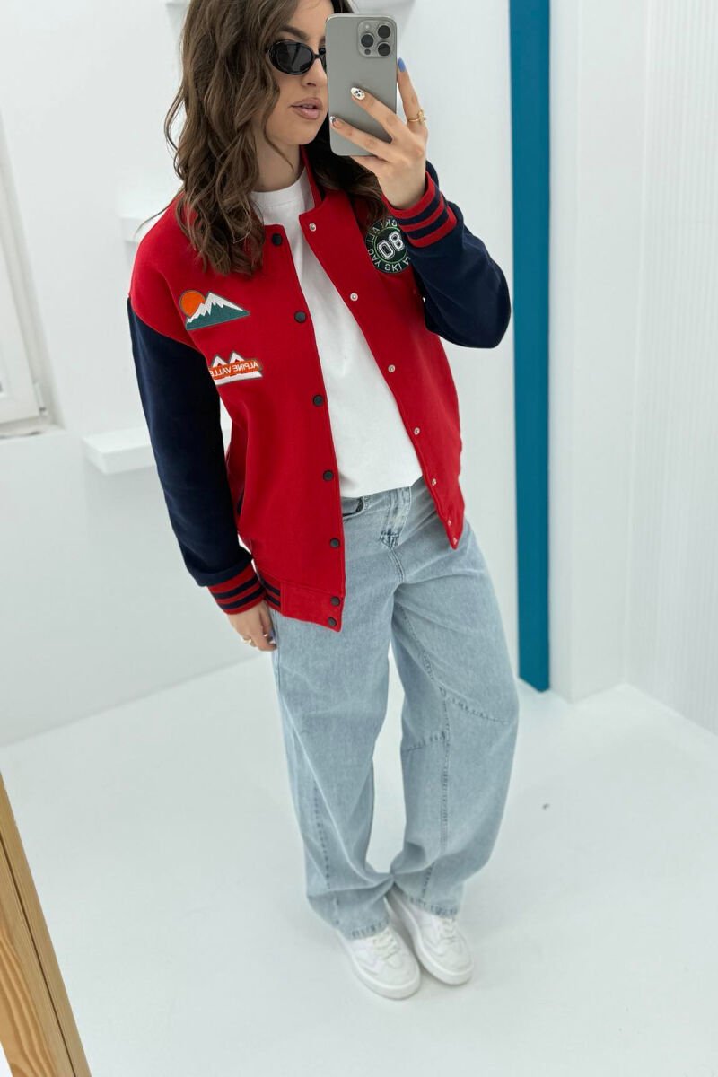 ONE COLOR FLUFFY SMALL LOGOS WOMEN JACKET RED/E KUQE - 7
