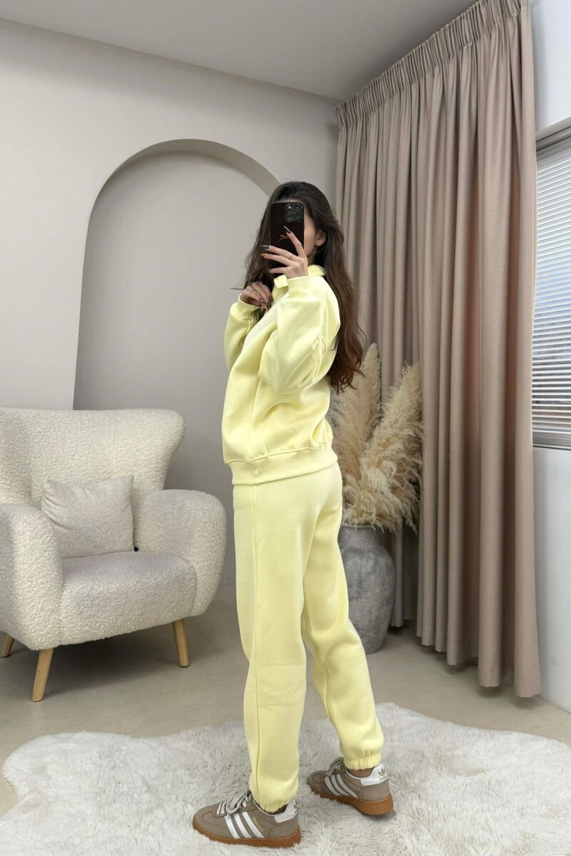 ONE COLOR FLUFFY SWEATSHIRT+ JOGGERS WOMEN SET YELLOW/E VERDHE - 3