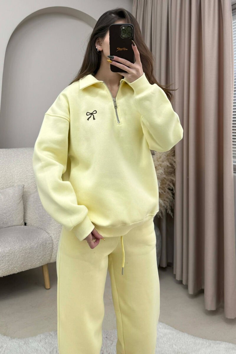 ONE COLOR FLUFFY SWEATSHIRT+ JOGGERS WOMEN SET YELLOW/E VERDHE - 4