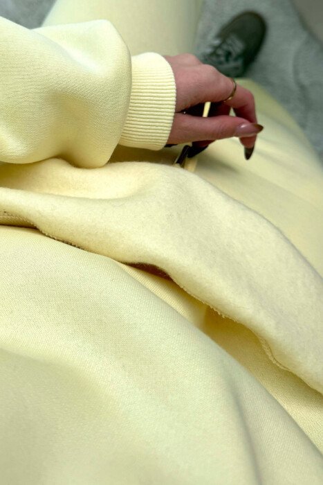 ONE COLOR FLUFFY SWEATSHIRT+ JOGGERS WOMEN SET YELLOW/E VERDHE - 5