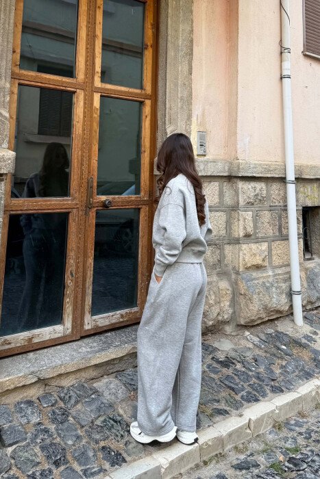 ONE COLOR FLUFFY SWEATSHIRT + SWEATPANTS WOMAN SET LIGHT GREY/GZ - 6