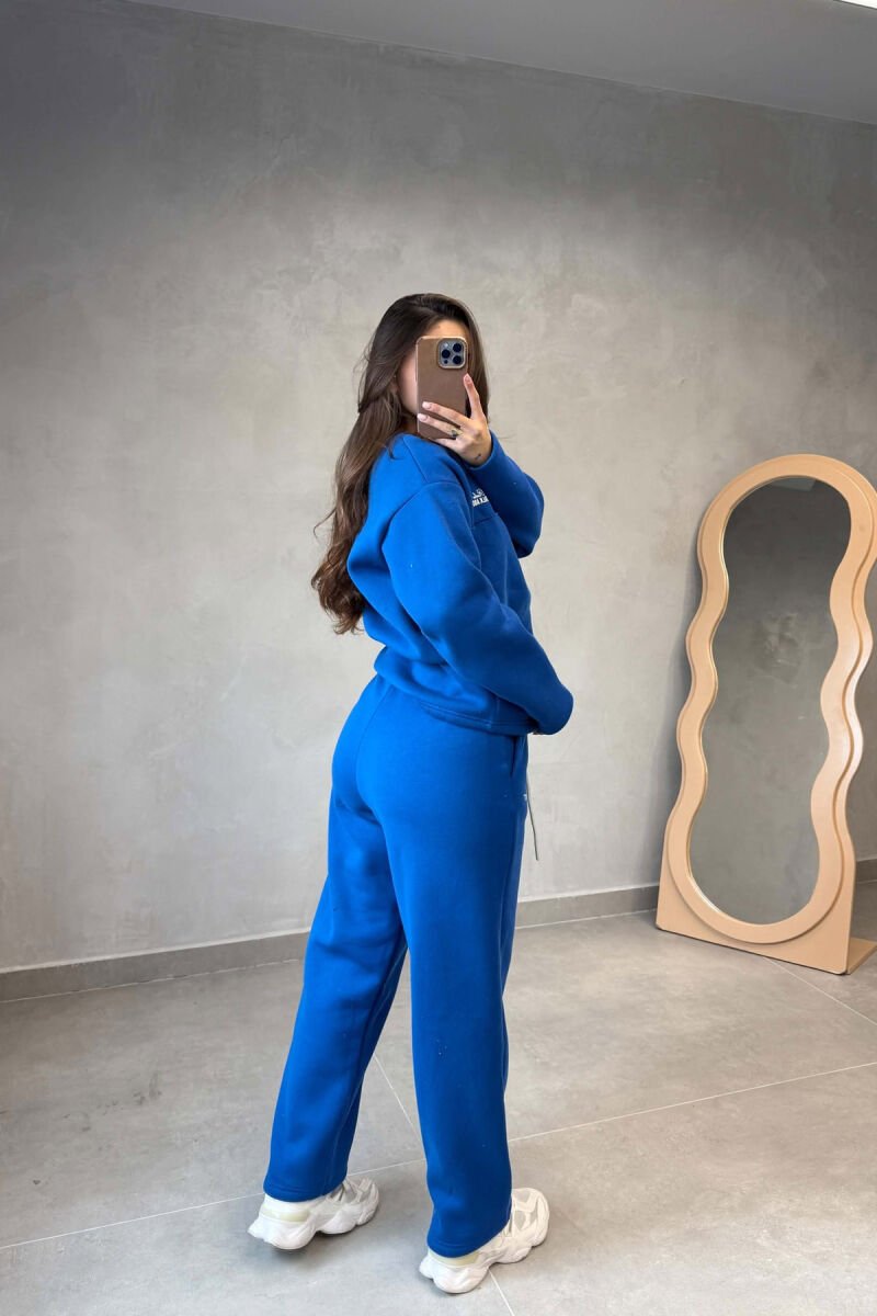 ONE COLOR FLUFFY SWEATSHIRT + SWEATPANTS WOMEN SET BLUE/BLU - 4