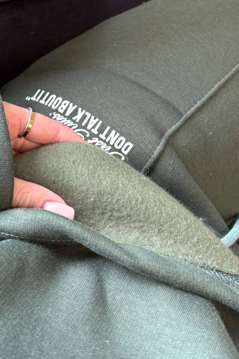 ONE COLOR FLUFFY SWEATSHIRT + SWEATPANTS WOMEN SET OLIVE/ULLI - 5