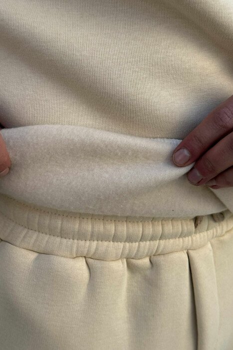 ONE COLOR FLUFFY SWEATSHIRT+JOGGERS MEN SET BEIGE/BEZHE - 3