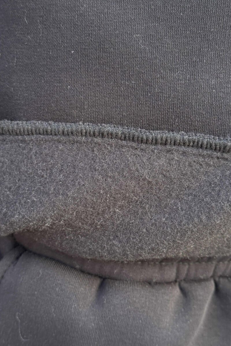 ONE COLOR FLUFFY SWEATSHIRT+JOGGERS MEN SET BLACK/ E ZEZE - 4