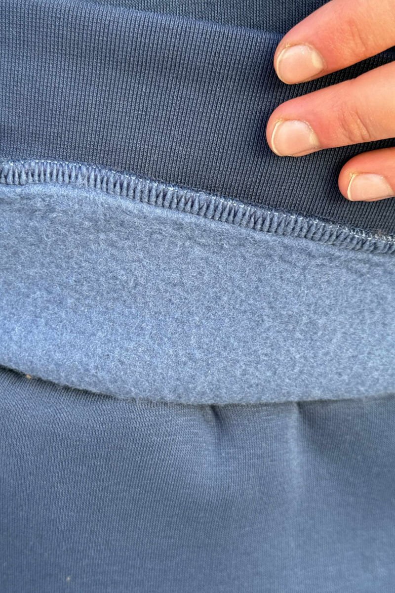 ONE COLOR FLUFFY SWEATSHIRT+JOGGERS MEN SET BLUE/BLU - 3