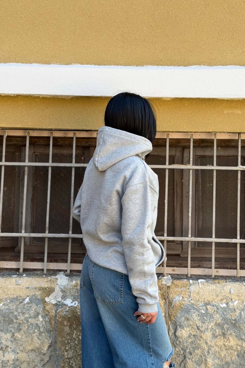 ONE COLOR FLUFFY WOMAN HOODIE LIGHT GREY/GZ - 4