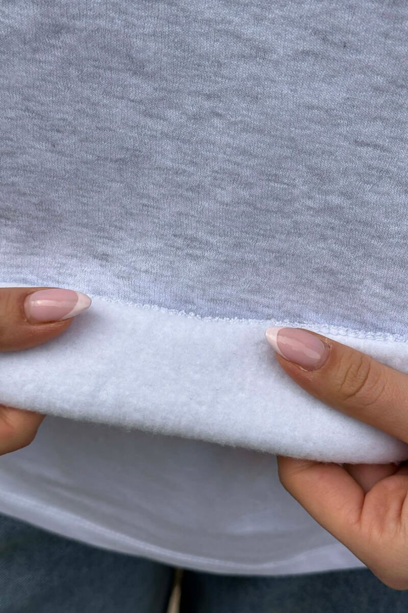 ONE COLOR FLUFFY WOMAN HOODIE LIGHT GREY/GZ - 4