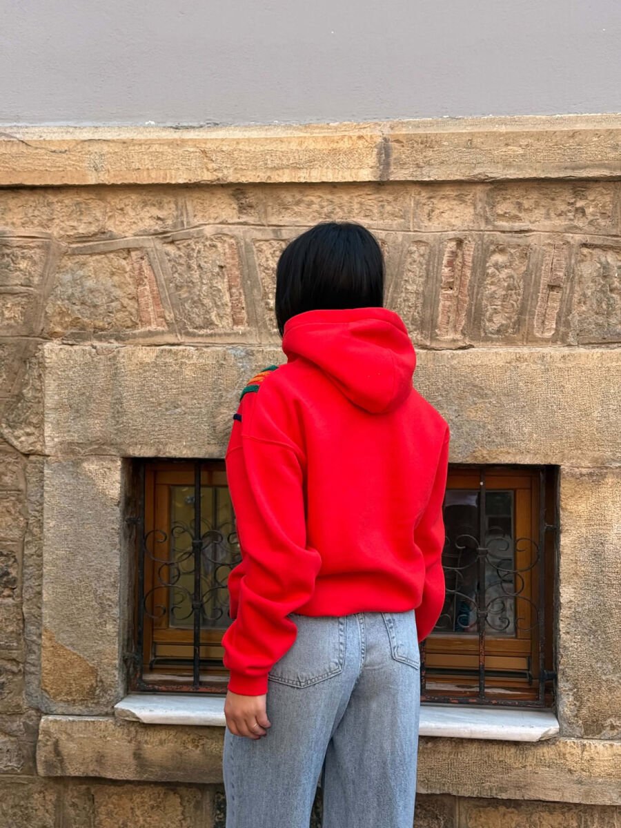 ONE COLOR FLUFFY WOMAN HOODIE RED/E KUQE - 6