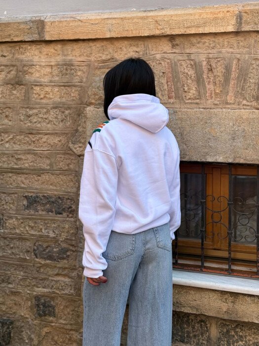 ONE COLOR FLUFFY WOMAN HOODIE WHITE-E BARDHE - 4