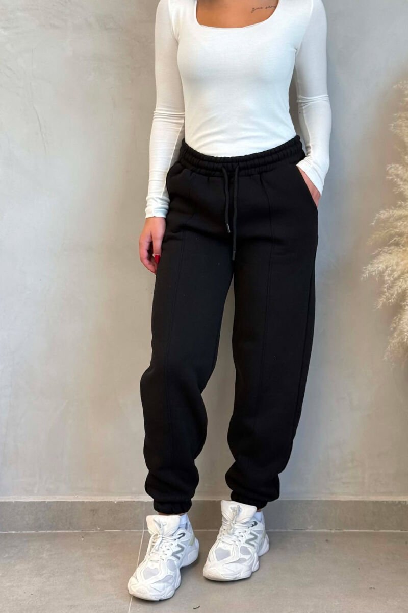 ONE COLOR FLUFFY WOMAN JOGGERS BLACK/ E ZEZE - 4