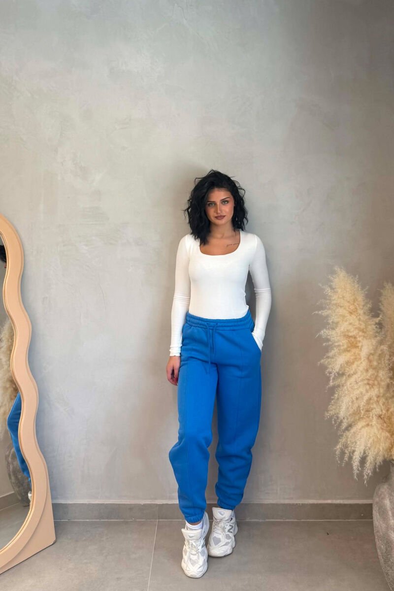 ONE COLOR FLUFFY WOMAN JOGGERS BLUE/BLU - 1