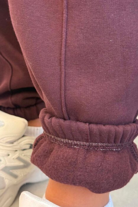 ONE COLOR FLUFFY WOMAN JOGGERS BURGUNDY/VISHNJE - 2