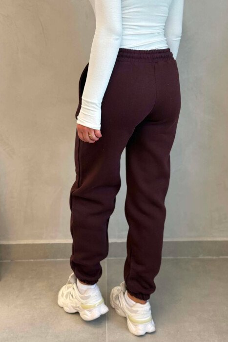 ONE COLOR FLUFFY WOMAN JOGGERS BURGUNDY/VISHNJE - 3
