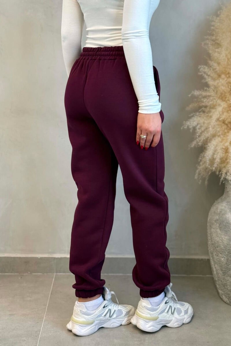 ONE COLOR FLUFFY WOMAN JOGGERS BURGUNDY/VISHNJE - 4