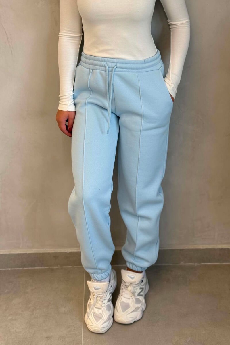 ONE COLOR FLUFFY WOMAN JOGGERS LIGHTBLUE/BZ - 3
