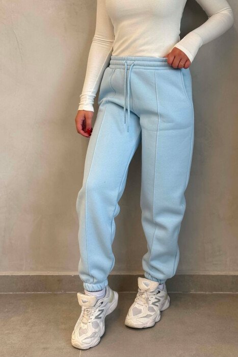 ONE COLOR FLUFFY WOMAN JOGGERS LIGHTBLUE/BZ - 6