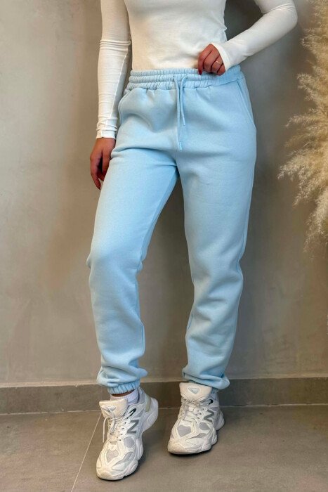 ONE COLOR FLUFFY WOMAN JOGGERS LIGHTBLUE/BZ - 4