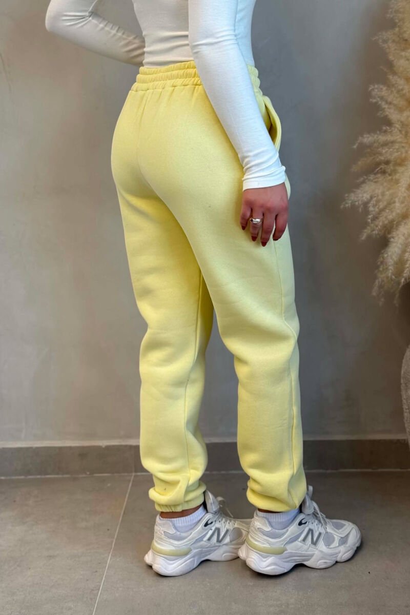 ONE COLOR FLUFFY WOMAN JOGGERS YELLOW/E VERDHE - 3