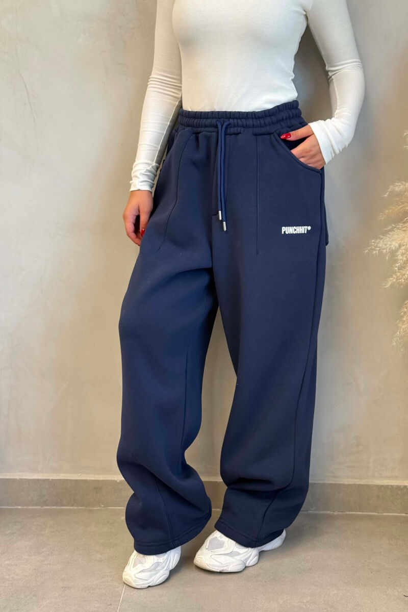 ONE COLOR FLUFFY WOMAN SWEATPANTS BLUE/BLU - 5