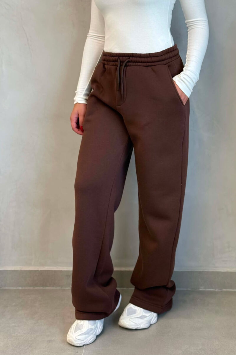 ONE COLOR FLUFFY WOMAN SWEATPANTS BROWN/KAFE - 5