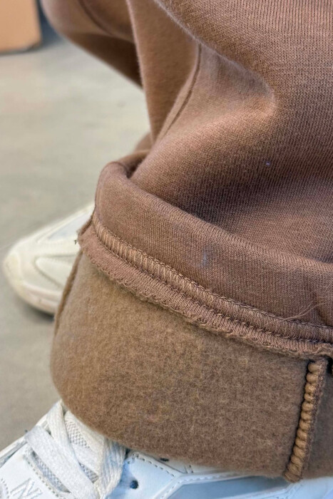 ONE COLOR FLUFFY WOMAN SWEATPANTS BROWN/KAFE - 2