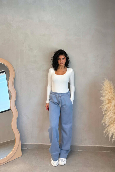 ONE COLOR FLUFFY WOMAN SWEATPANTS GREY/GRI - KLAUDIO FASHION