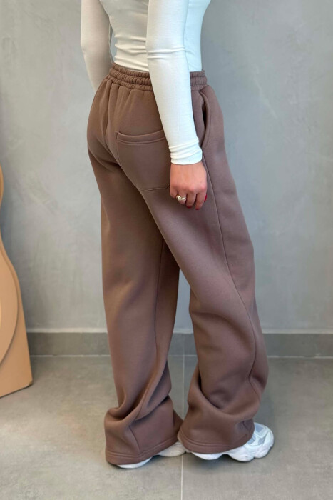 ONE COLOR FLUFFY WOMAN SWEATPANTS LIGHT BROWN/KAZB - 3