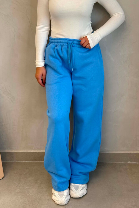 ONE COLOR FLUFFY WOMAN SWEATPANTS LIGHTBLUE/BZ - 6