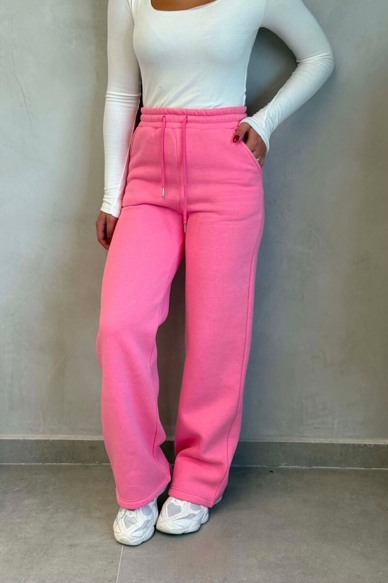 ONE COLOR FLUFFY WOMAN SWEATPANTS PINK/ROZE - 4