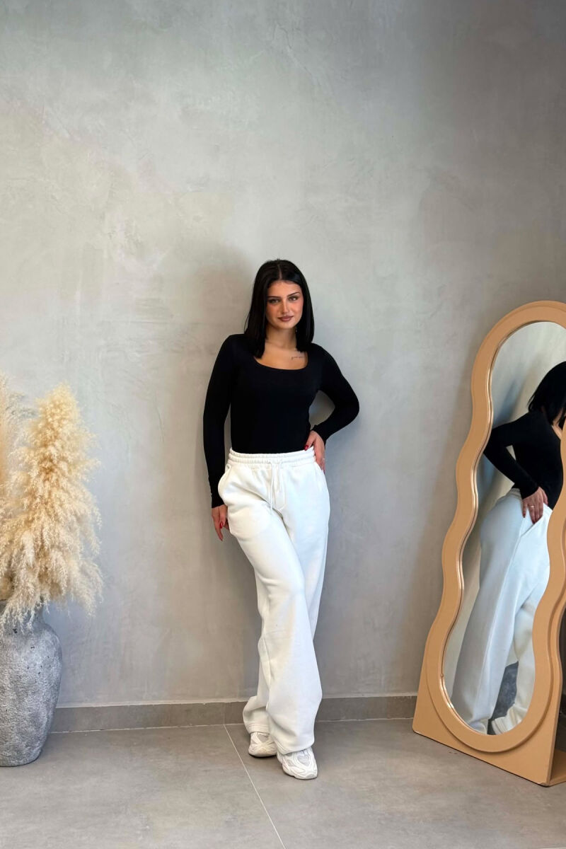 ONE COLOR FLUFFY WOMAN SWEATPANTS WHITE-E BARDHE - 2