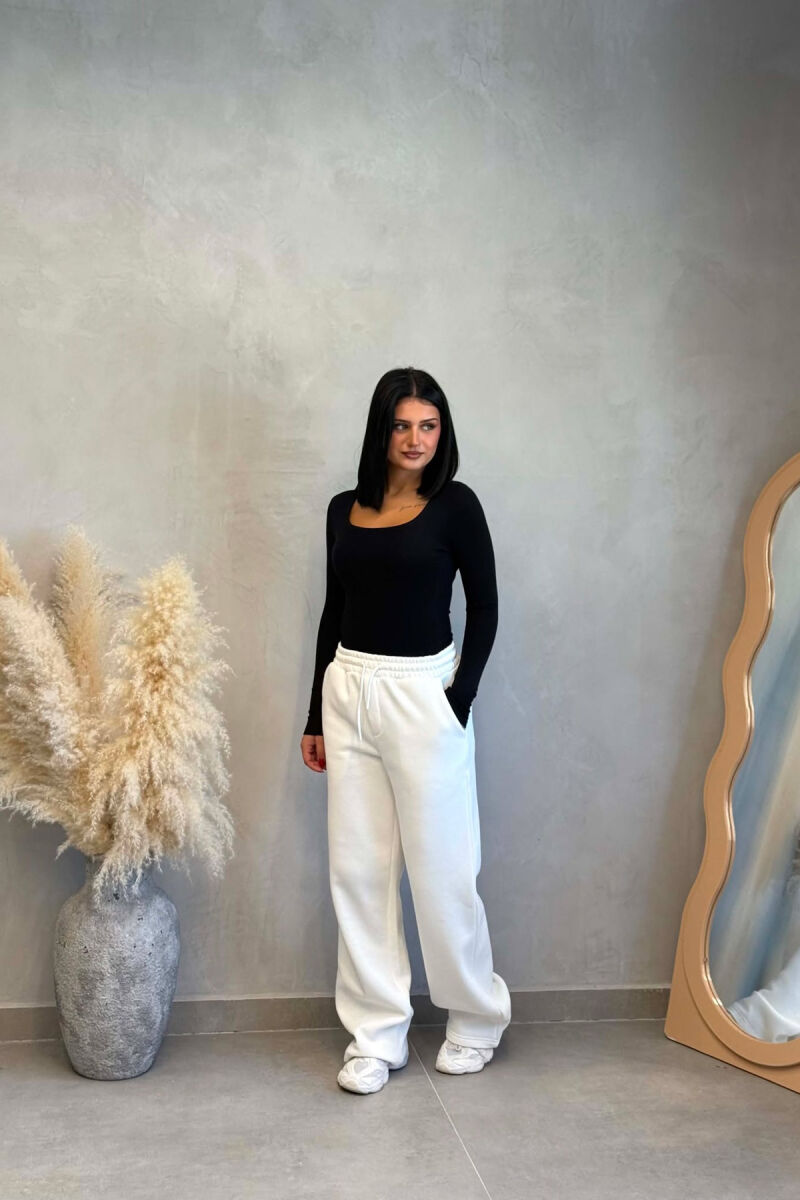 ONE COLOR FLUFFY WOMAN SWEATPANTS WHITE-E BARDHE - 4