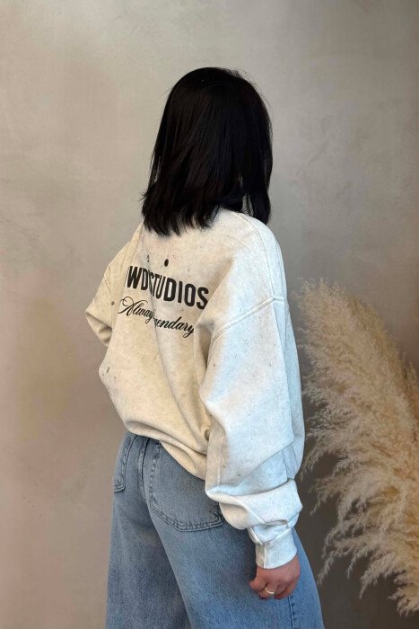 ONE COLOR FLUFFY WOMAN SWEATSHIRT LIGHT GREY/GZ - 4